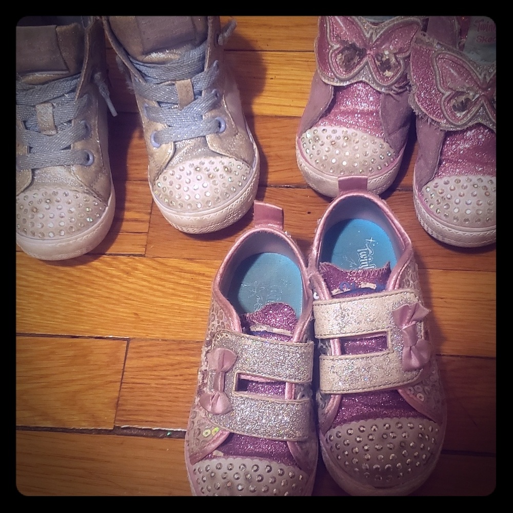 Skechers twinkle toes high tops,size 8 low top 8.5